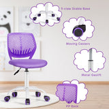 Adjustable Office Task Desk Armless Chair-Purple