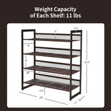 Adjustable to Flat or Slant Shoe Organizer Stand-4-Tier