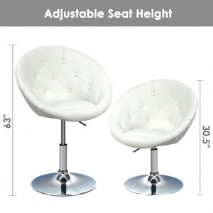 1Pc Adjustable Modern Swivel Round Tufted-White