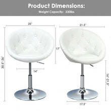1Pc Adjustable Modern Swivel Round Tufted-White