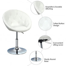 1Pc Adjustable Modern Swivel Round Tufted-White