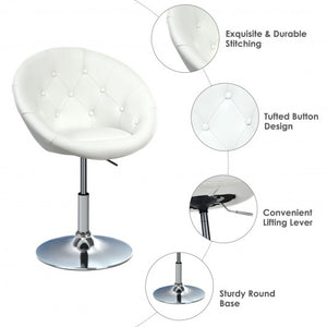 1Pc Adjustable Modern Swivel Round Tufted-White