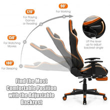 Reclining Racing Chair with Lumbar Support Footrest-Orange