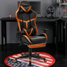Reclining Racing Chair with Lumbar Support Footrest-Orange