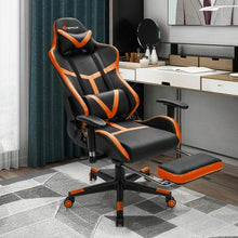 Reclining Racing Chair with Lumbar Support Footrest-Orange