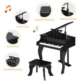 Classic 30 Key Baby Grand Wooden Piano with Bench-Black