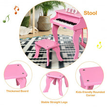 Classic 30 Key Baby Grand Wooden Piano with Bench-Pink