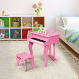 Classic 30 Key Baby Grand Wooden Piano with Bench-Pink
