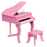 Classic 30 Key Baby Grand Wooden Piano with Bench-Pink