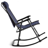 Folding Rocking Chair Rocker Porch-Dark Blue