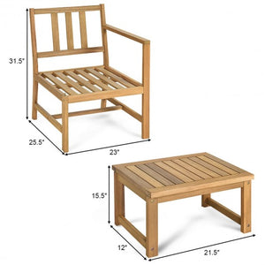 3 in 1 Patio Solid Wood Thick Cushion Garden Furniture