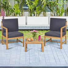 3 in 1 Patio Solid Wood Thick Cushion Garden Furniture
