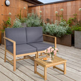 3 in 1 Patio Solid Wood Thick Cushion Garden Furniture