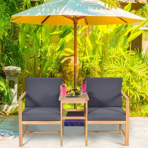 3 in 1 Patio Solid Wood Thick Cushion Garden Furniture