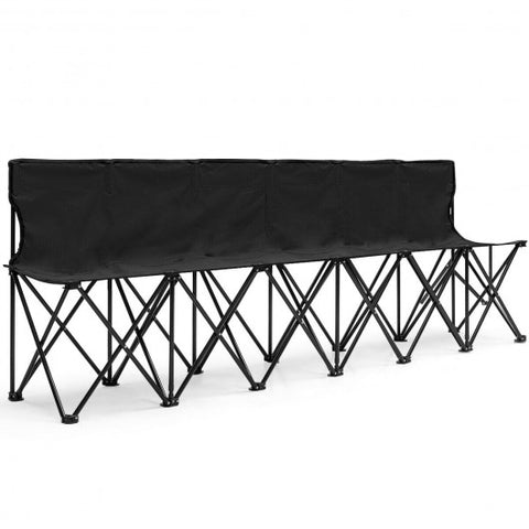 Portable Folding 6 Seats Chair -Sports Bench-Black