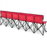 Portable Folding 6 Seats Chair - Sports Bench-Red