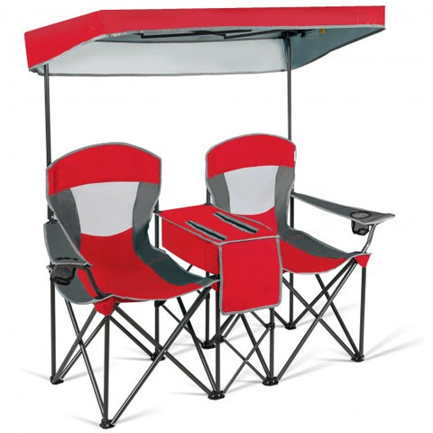 Portable Folding  Canopy Chairs w- Cup Holder-Red