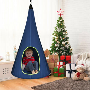 32" Kids Nest Swing Chair Hanging Hammock Seat for Indoor Outdoor-Blue