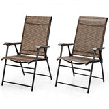 2 Pcs Outdoor Patio Folding Chair with Armrest for Camping Lawn Garden