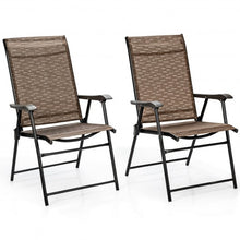 2 Pcs Outdoor Patio Folding Chair with Armrest for Camping Lawn Garden