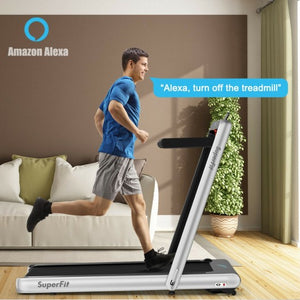 4.75HP 2 In 1 Folding Treadmill with Remote APP Control-Silver