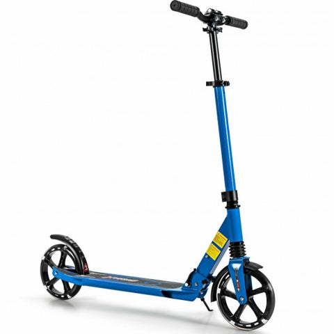 Aluminum Folding Kick Scooter with LED Wheels for Adults and Kids-Blue