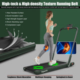 2-in-1 Folding Treadmill with RC Bluetooth Speaker LED Display-Green
