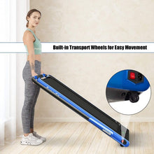 2-in-1 Folding Treadmill with RC Bluetooth Speaker LED Display-Blue