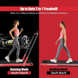 2-in-1 Folding Treadmill with RC Bluetooth Speaker LED Display-Red