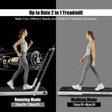 2-in-1 Folding Treadmill with RC Bluetooth Speaker LED Display-Silver