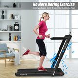 2 in 1 2.25 HP Under Desk Electric Installation-Free Folding Treadmil  with Bluetooth Speaker and LED Display-Black