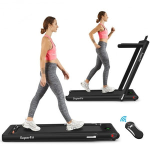 2 in 1 2.25 HP Under Desk Electric Installation-Free Folding Treadmil  with Bluetooth Speaker and LED Display-Black