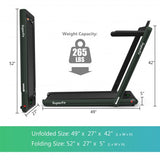 2 in 1 2.25 HP Under Desk Electric Installation-Free Folding Treadmil  with Bluetooth Speaker and LED Display-Green