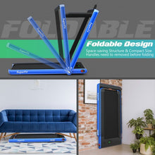 2 in 1 2.25 HP Under Desk Electric Installation-Free Folding Treadmil  with Bluetooth Speaker and LED Display-Navy