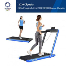 2 in 1 2.25 HP Under Desk Electric Installation-Free Folding Treadmil  with Bluetooth Speaker and LED Display-Navy