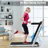 2 in 1 2.25 HP Under Desk Electric Installation-Free Folding Treadmil  with Bluetooth Speaker and LED Display-Silver