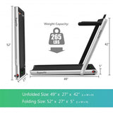 2 in 1 2.25 HP Under Desk Electric Installation-Free Folding Treadmil  with Bluetooth Speaker and LED Display-Silver