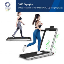 2 in 1 2.25 HP Under Desk Electric Installation-Free Folding Treadmil  with Bluetooth Speaker and LED Display-Silver