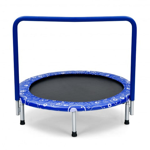 36" Kids Trampoline Mini Rebounder with Full Covered Handrail -Blue