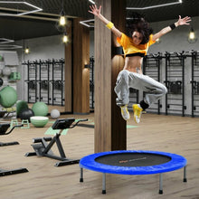 40 Inch Folding Exercise Trampoline Rebounder with 4-Level Handrail Carrying Bag-Blue