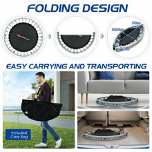 40 Inch Folding Exercise Trampoline Rebounder with 4-Level Handrail Carrying Bag-Blue