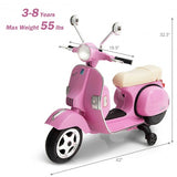 6V Kids Ride on Vespa Scooter Motorcycle with Headlight-Pink