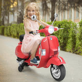 6V Kids Ride on Vespa Scooter Motorcycle with Headlight-Red