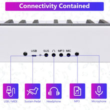 88-Key Portable Electronic Piano with Bluetooth and Voice Function-White