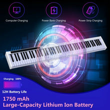 88-Key Portable Electronic Piano with Bluetooth and Voice Function-White