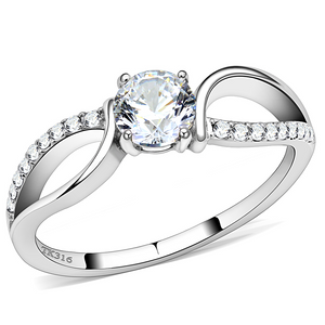 DA004 - Stainless Steel Ring High polished (no plating) Women AAA Grade CZ Clear