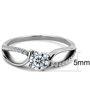 DA004 - Stainless Steel Ring High polished (no plating) Women AAA Grade CZ Clear