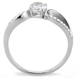 DA004 - Stainless Steel Ring High polished (no plating) Women AAA Grade CZ Clear