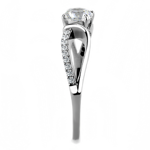 DA004 - Stainless Steel Ring High polished (no plating) Women AAA Grade CZ Clear