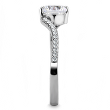 DA006 - Stainless Steel Ring High polished (no plating) Women AAA Grade CZ Clear